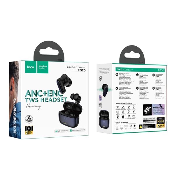 Audífonos Hoco EQ20 - Bluetooth V5.4 | Cancelación de Ruido Activa ANC+ENC - 4 Micrófonos - 7 Horas - Imagen 9