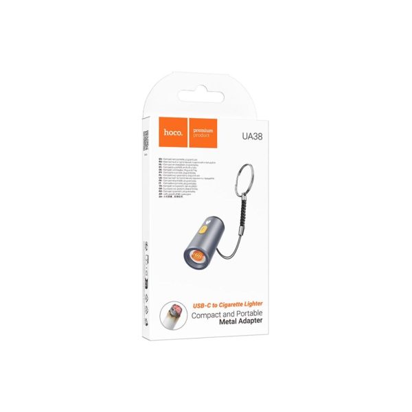 Encendedor De Cigarros Hoco Ua38 Gris Metal Tipo C - Imagen 5