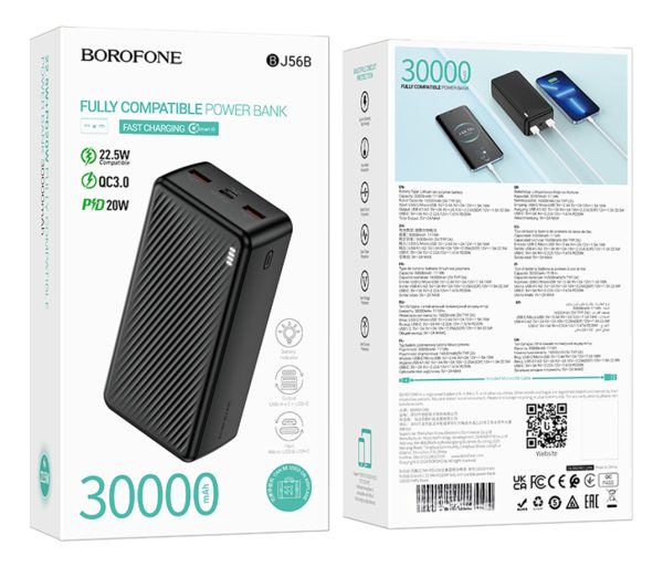Powerbank Carga Rapida Borofone Bj56b 30000 Mah 22.5w Negro - Imagen 4